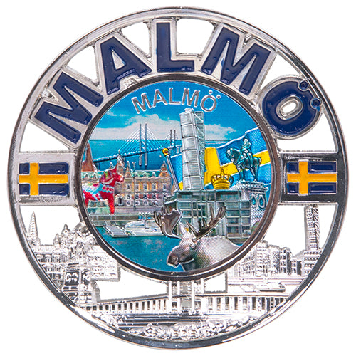 Magnet m. folieeffekt, rund, Metall, Malmö