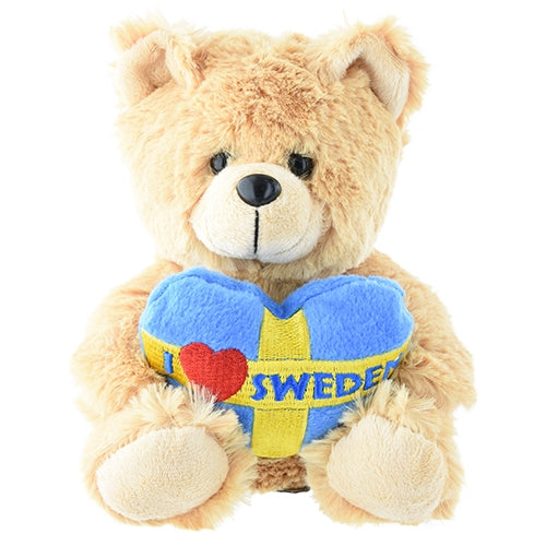 Teddy bear with heart Sweden, 16 cm