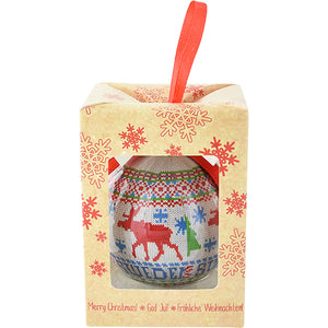 CHRISTMAS BALL IN PACKAGING KNITTED MOOSE SWEDEN 75MM