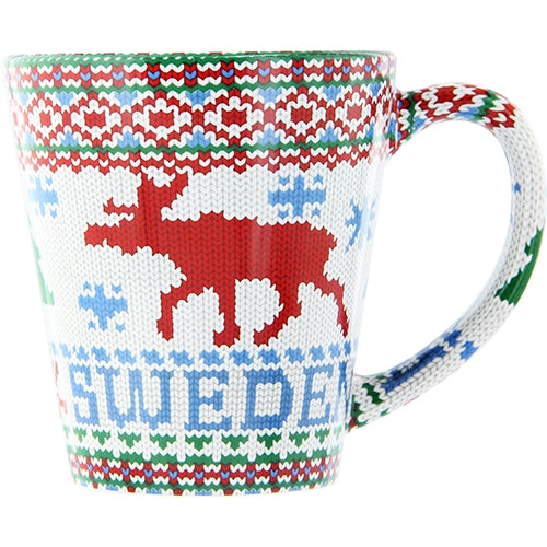 Mug Sweden Moose knitted design, motif on the inside