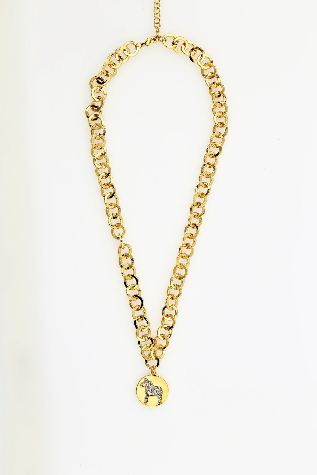 Nordic Necklace Gold Dalahorse 45cm/Halsband Dalahäst