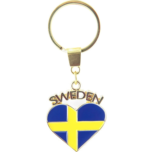 Nyckelring Sweden hjärta guld